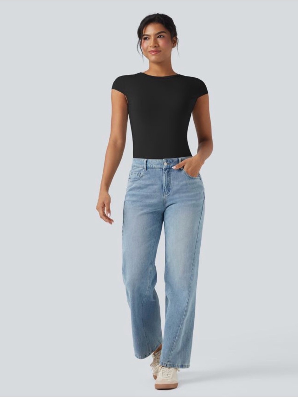 HALARA Black Cap Sleeve Tank Top